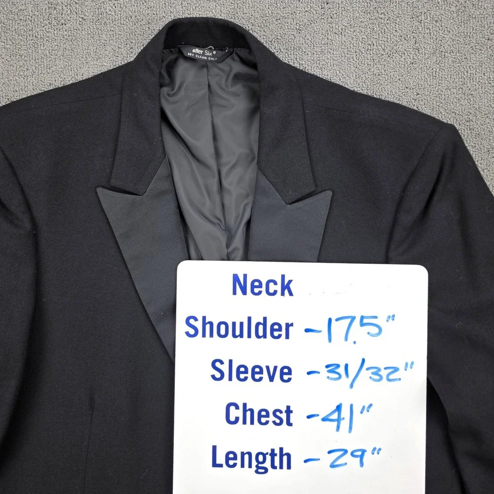 After Six Formals Tuxedo Jacket Mens Black Peak Lapel Single‎ Button 41S